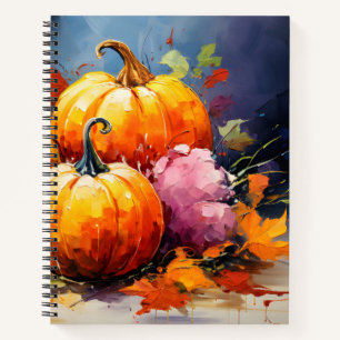 Rustikaler Fall Pumpkin farbige Herbst Blätter Notizbuch