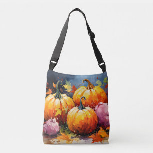 Rustikaler Fall Pumpkin farbige Herbst Blätter Tragetaschen Mit Langen Trägern