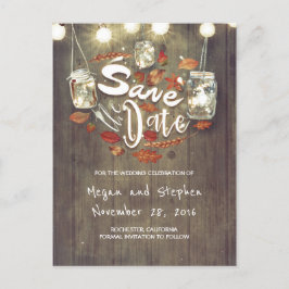 Rustikaler Fall Save the Date Ankündigungspostkarte