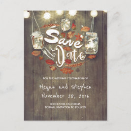 Rustikaler Fall Save the Date Ankündigungspostkarte