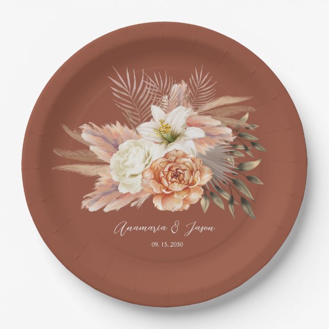 Rustikaler Fall Terracotta Pappteller (Vorderseite)