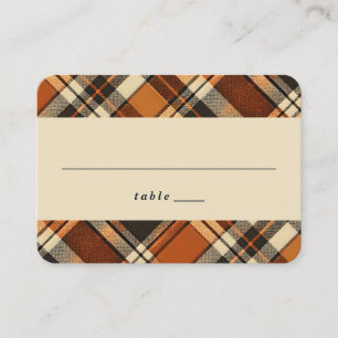 Rustikaler Fall Vibes Burnt Orange Kariert Print H Platzkarte