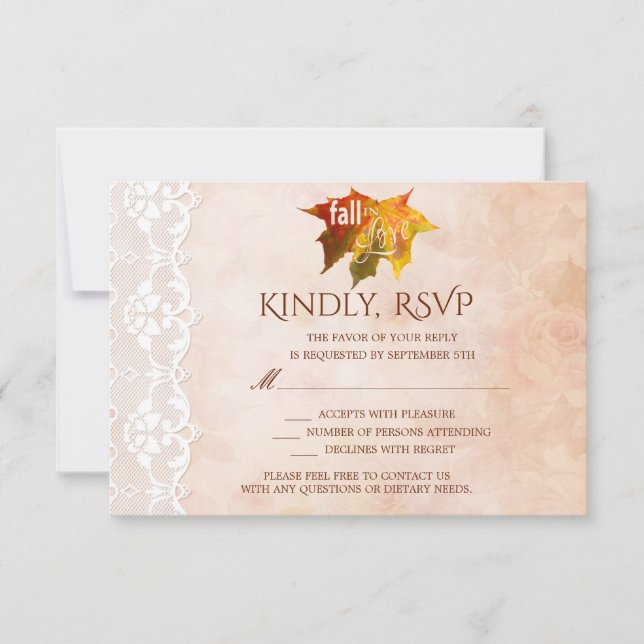 Rustikaler Fall von Liebe Hochzeit RSVP Karte (Vorderseite)