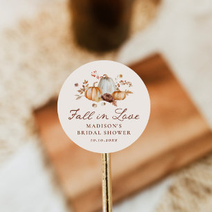Rustikaler Fall von Liebe Pumpkin Blumenzellenfett Runder Aufkleber