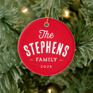 Rustikaler Familienname einfach ein Foto Weihnacht Keramik Ornament