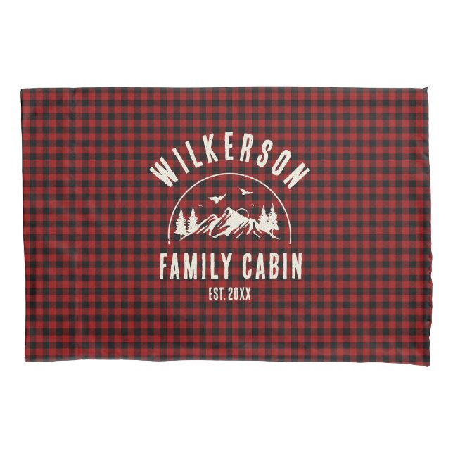 Rustikaler Familienname Kabine Hütte Retro Rot Kar Kissenbezug (Vorderseite)