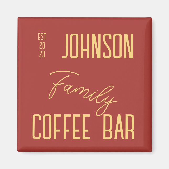 Rustikaler Familienname Kaffee Küche Magnet (Vorne)