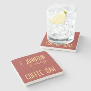 Rustikaler Familienname Kaffee Steinuntersetzer