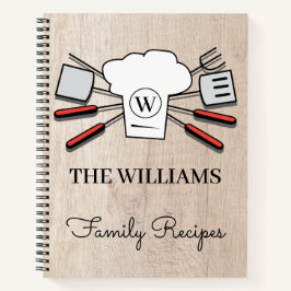 Rustikaler Familienname und Monogram Cookbook Koch Notizbuch