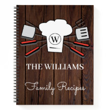 Rustikaler Familienname und Monogram Cookbook Koch