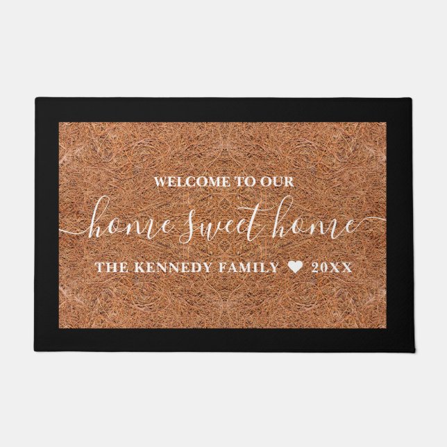 Rustikaler Familienname Zuhause Sweet Zuhause Coir Fußmatte (Vorderseite)