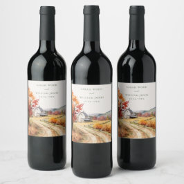 Rustikaler Farm-Leinenprint Hochzeitweiliges Weine Weinetikett