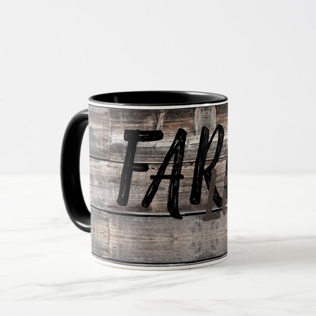 rustikaler FARM LIFE-Typ auf Holzboden | Tasse (Vorderseite Links)