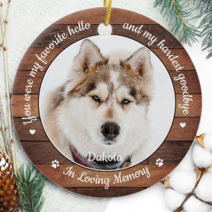 Rustikaler Favorit Hallo Hardest Goodbye Pet Memor Keramik Ornament