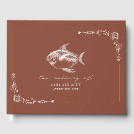 Rustikaler Fisch Terracotta Beach Hochzeit Gästebuch
