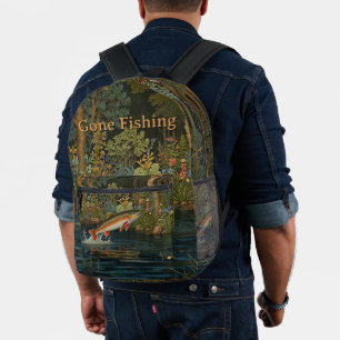 Rustikaler Fischfang Bedruckter Rucksack