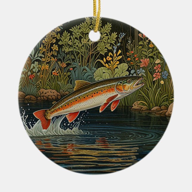 Rustikaler Fischfang Keramik Ornament (Vorne)