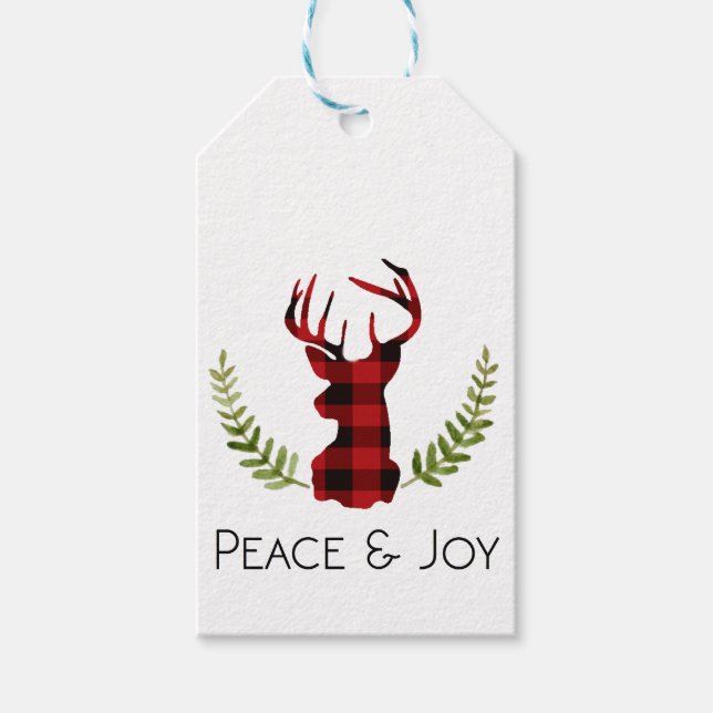 Rustikaler Flannel Buck | Urlaub Geschenkanhänger (Vorderseite)