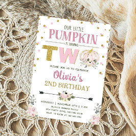 Rustikaler Floral Pumpkin 2. Geburtstag Party Einladung