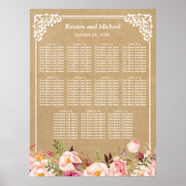 Rustikaler, floraler Kraftlook | Hochzeitssitzdiag Poster