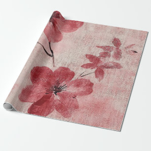 Rustikaler Florales Leinenmuster in Rosa (5) Geschenkpapier