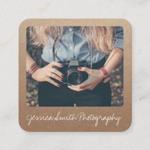 Rustikaler Fotograf Foto-Kraftpapier-Textur Quadratische Visitenkarte