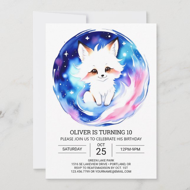 Rustikaler Fox Geburtstag essbar Einladung (Vorderseite)