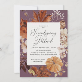 Rustikaler Friendsgiving Potluck Erntedank Einladung