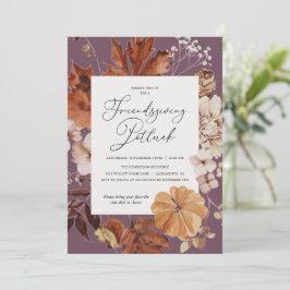 Rustikaler Friendsgiving Potluck Erntedank Einladung