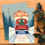 Rustikaler froher Weihnachten Vintager Red Truck<br><div class="desc">Rustikale Weihnachtsbaum Vintage Truckfahrerkarte</div>