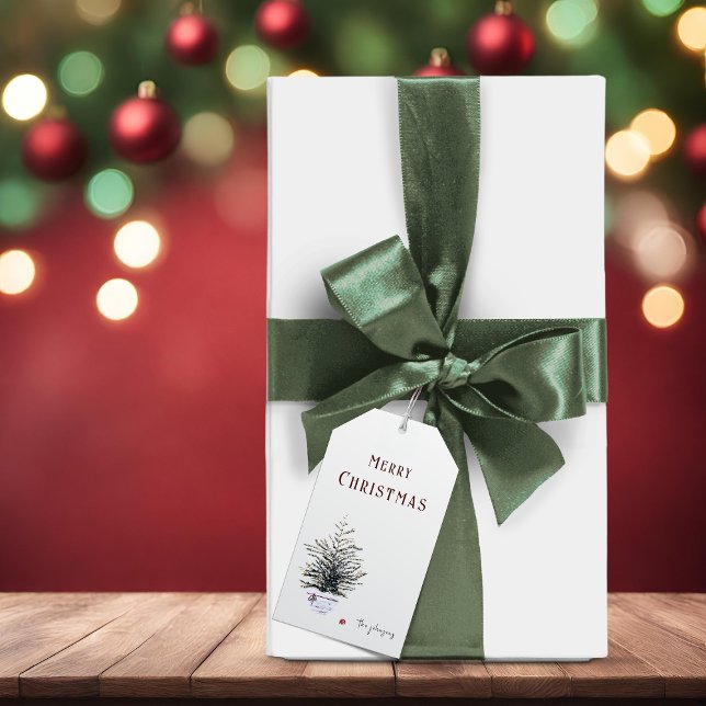 Rustikaler froher Weihnachtsbaum Geschenkanhänger (Von Creator hochgeladen)