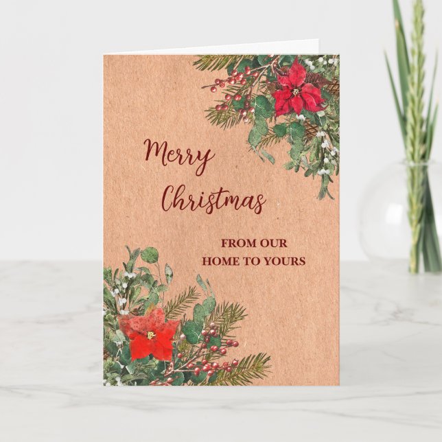 Rustikaler froher Weihnachtsfeiertag Karte (Vorderseite)