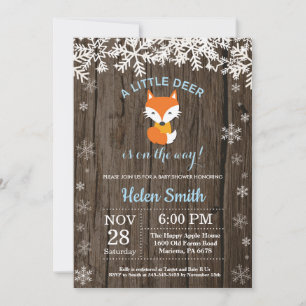 Rustikaler Fuchs Winter Junge Baby Shower Einladung