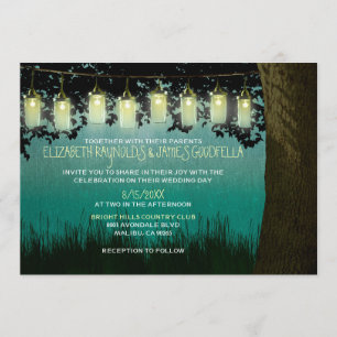 Rustikaler Garten beleuchtet Hochzeits-Einladungen Einladung