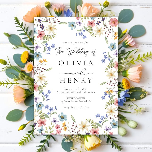 Rustikaler Garten Botanische Wildblume Hochzeit Einladung (Von Creator hochgeladen)