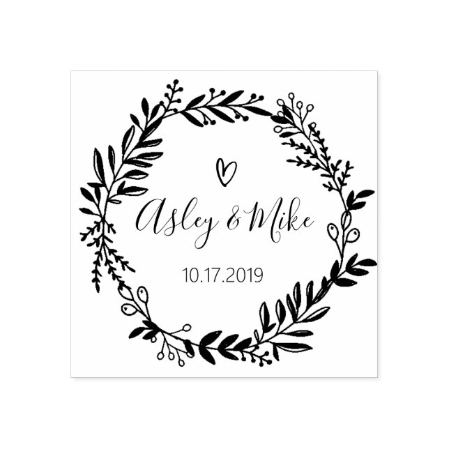 Rustikaler Garten Save the Date rundes Logo Selbst Gummistempel (Prägung)