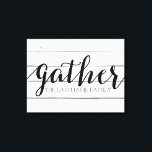 Rustikaler Gather - Holz mit eigener Familie versc Leinwanddruck<br><div class="desc">Ein angesagtes Bauernhaus-Fixierdesign mit moderner Touch. Fügen Sie einen Nachnamen hinzu,  um ein großartiges Memento für jedes Paar zu machen.</div>