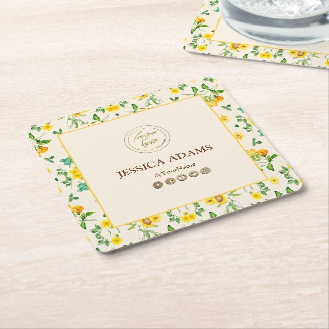 Rustikaler Gelbblütenblüte Untersetzer (angewinkelt)
