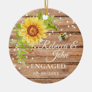 Rustikaler gelber Sonnenblumen-Keramik-Schmuckanhä Keramik Ornament