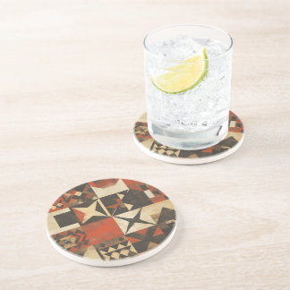 Rustikaler geometrischer Bohemischer Rundsandstein Getränkeuntersetzer
