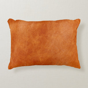 Rustikaler Ginger Glattleder Dekokissen