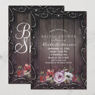 Rustikaler Glamour Barn Wood Blüh & Floral Bridal Einladung