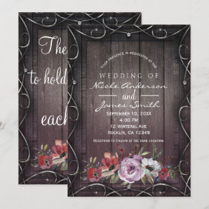 Rustikaler Glamour Barn Wood Blüh & Floral Wedding Einladung