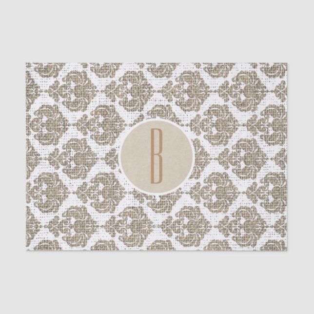 Rustikaler Glamour Burlap Royal Damask Moderne Mod Seidenpapier (Vorderseite)