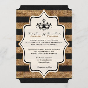 Rustikaler Glamour, IMITATE Burlap-Streifen Hochze Einladung