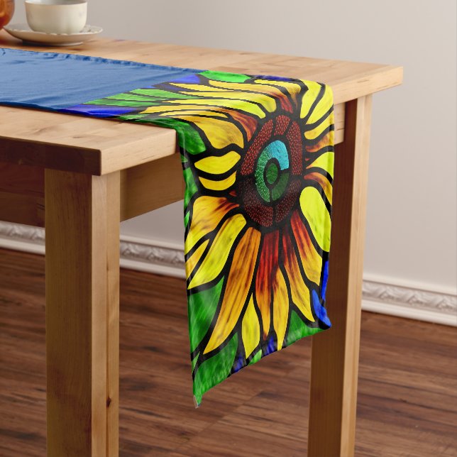 Rustikaler Glasschaum Country Sonnenblume Kurzer Tischläufer (Beispiel)