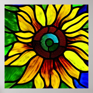 Rustikaler Glasschaum Country Sonnenblume Poster