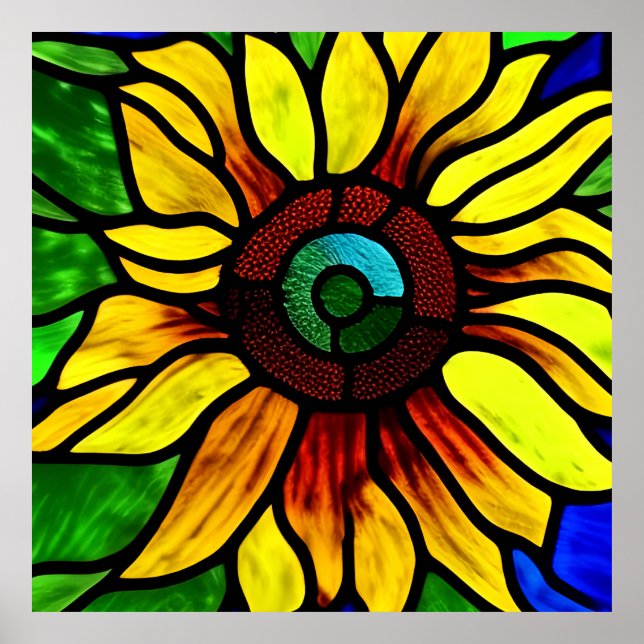 Rustikaler Glasschaum Country Sonnenblume Poster (Vorne)