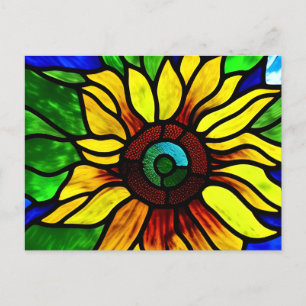 Rustikaler Glasschaum Country Sonnenblume Postkarte