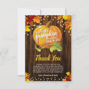 Rustikaler Glitzer Pumpkin Fall Neutral Baby Dusch Dankeskarte